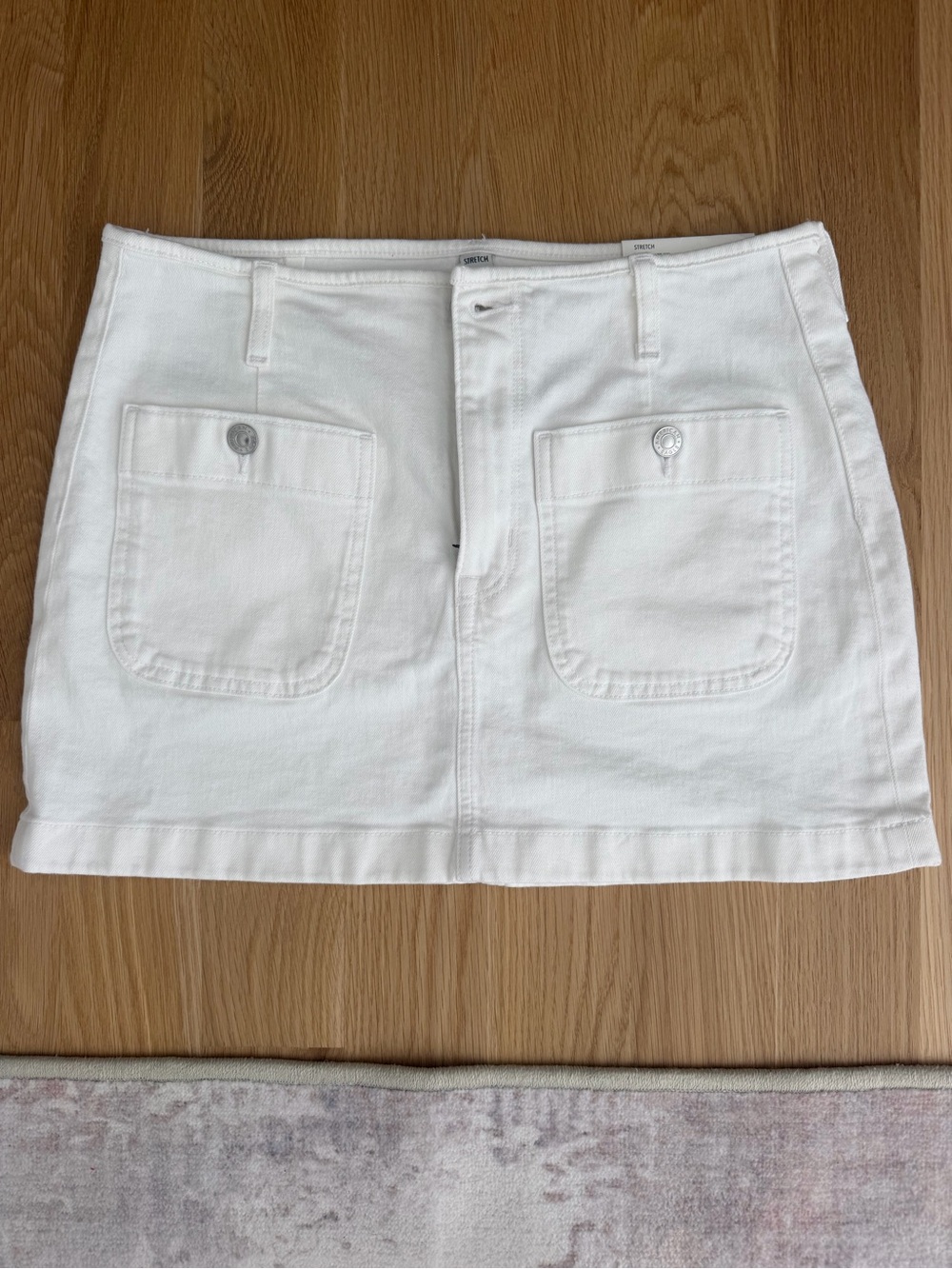 American Eagle Outfitters White Denim Mini Skirt with Front Pockets